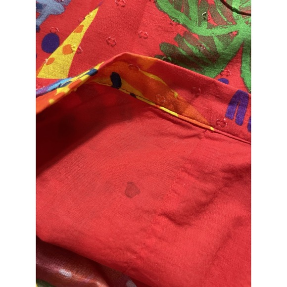 Farm Rio Red Good Vibes Wrap Skirt Women's Size XL Bold Colorful Cotton - Picture 12 of 14